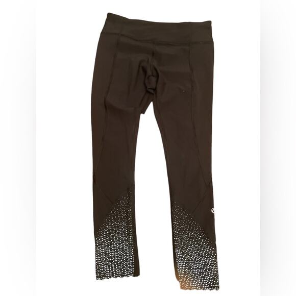 Lululemon Athletica Leggings 8 Yoga Gym Cropped Extra Reflective Dots Black - Picture 1 of 11